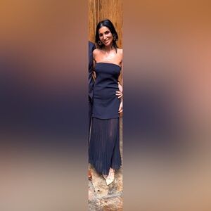 By Anthropologie Strapless Twofer Pleated Mini Dress